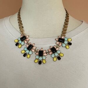 Fashion Necklace with pink, black, baby blue and yellow design